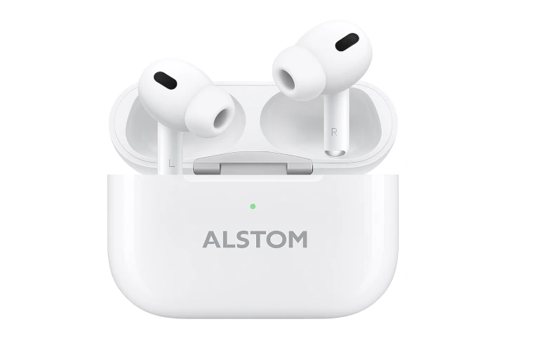 Boitier AirPods marqué au nom de l'entreprise